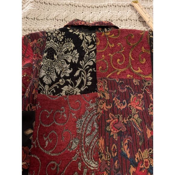 Chicos Patchwork Jacket Size 1 Multicolor Floral Tapestry Button Lined 46% VISCO - Picture 10 of 15